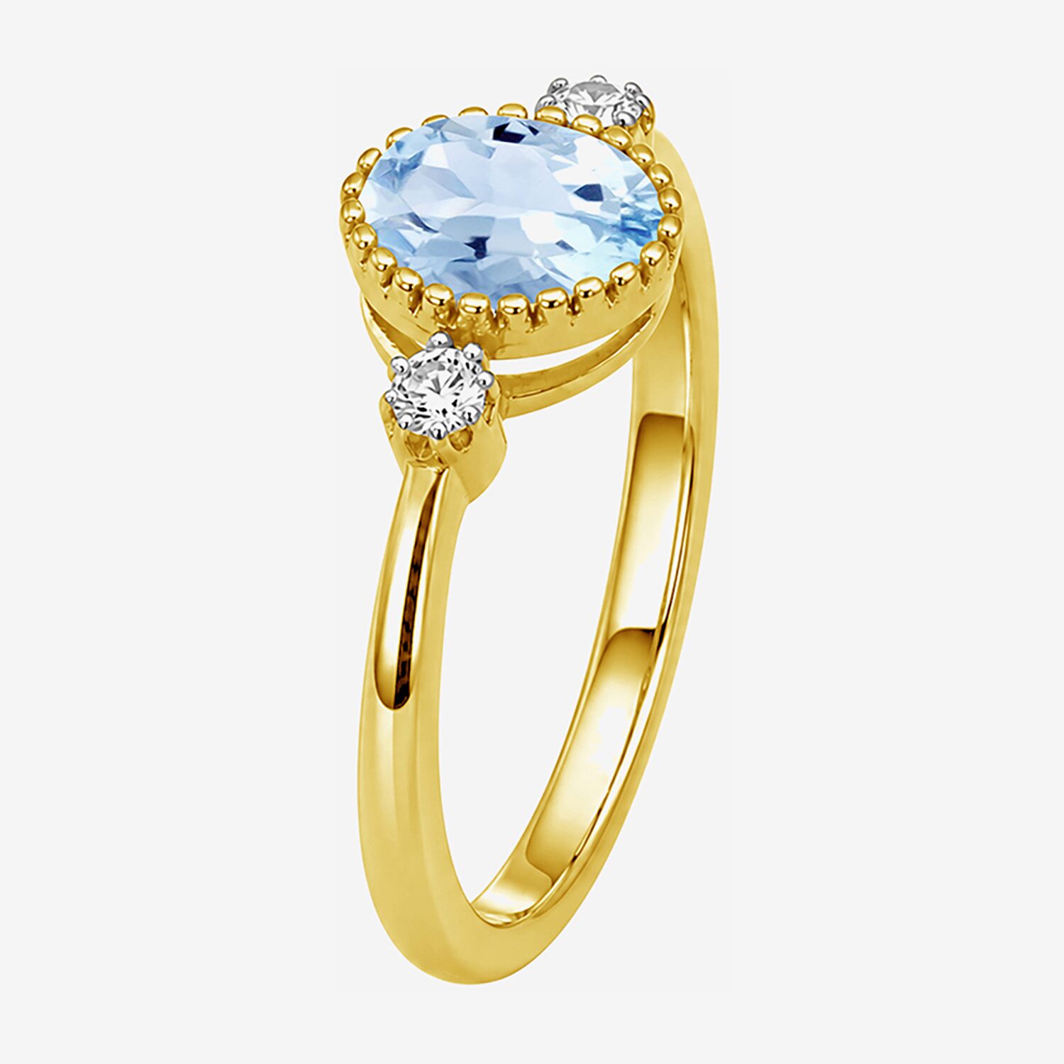 Limited Quantities! Womens Genuine Topaz 14K Gold Over Silver Oval 3-Stone Cocktail Ring