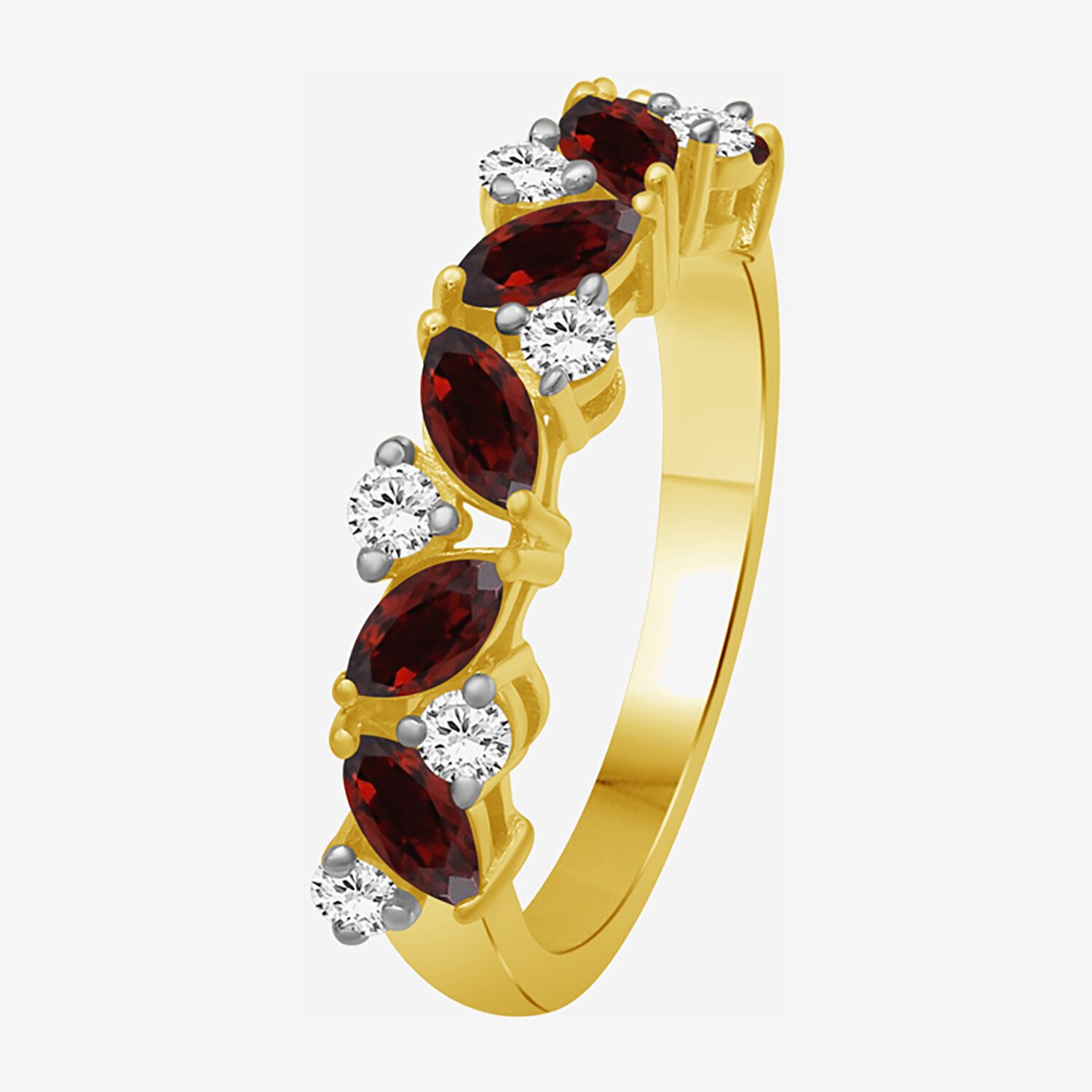 Limited Quantities! Womens 2.5MM Genuine Red Garnet 14K Gold Over Silver Band