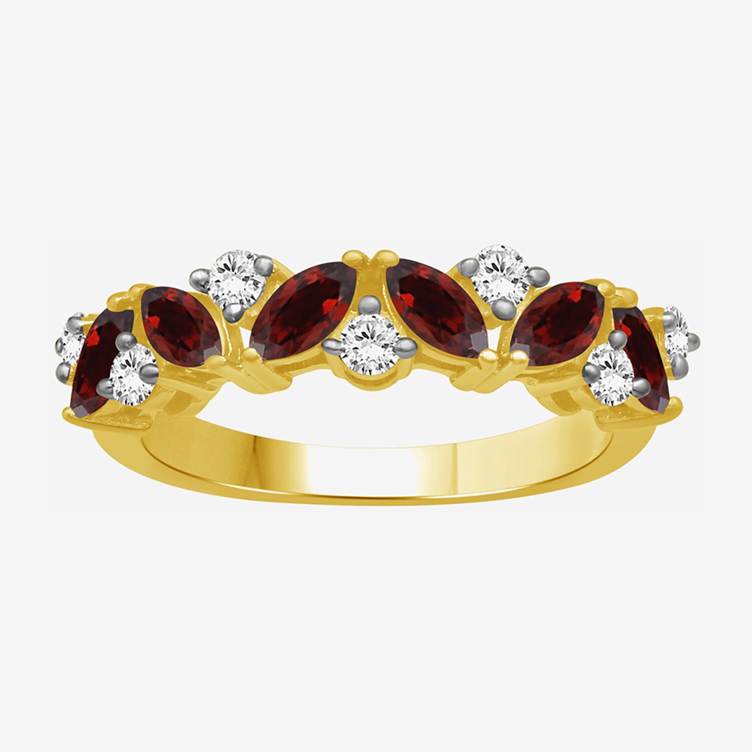Limited Quantities! Womens 2.5MM Genuine Red Garnet 14K Gold Over Silver Band