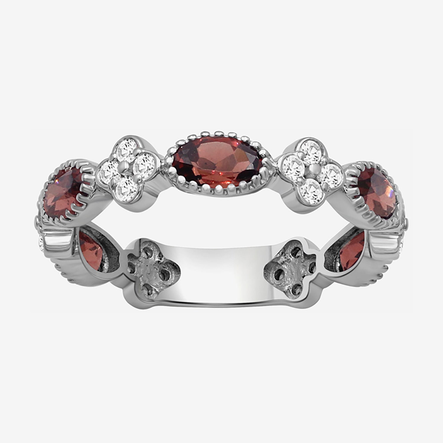 Limited Quantities! Womens 3.5MM Genuine Red Garnet Sterling Silver Band