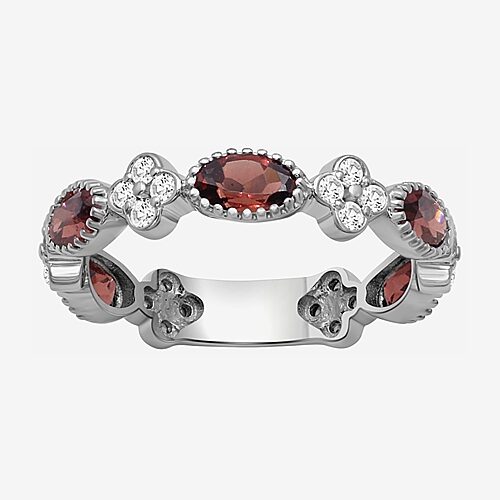 Limited Quantities! Womens 3.5MM Genuine Red Garnet Sterling Silver Band, 9, Red