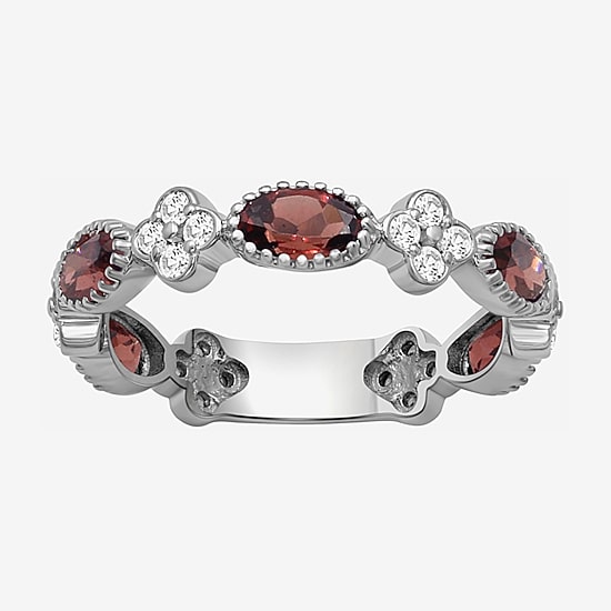 Limited Quantities! Womens 3.5MM Genuine Red Garnet Sterling Silver Band