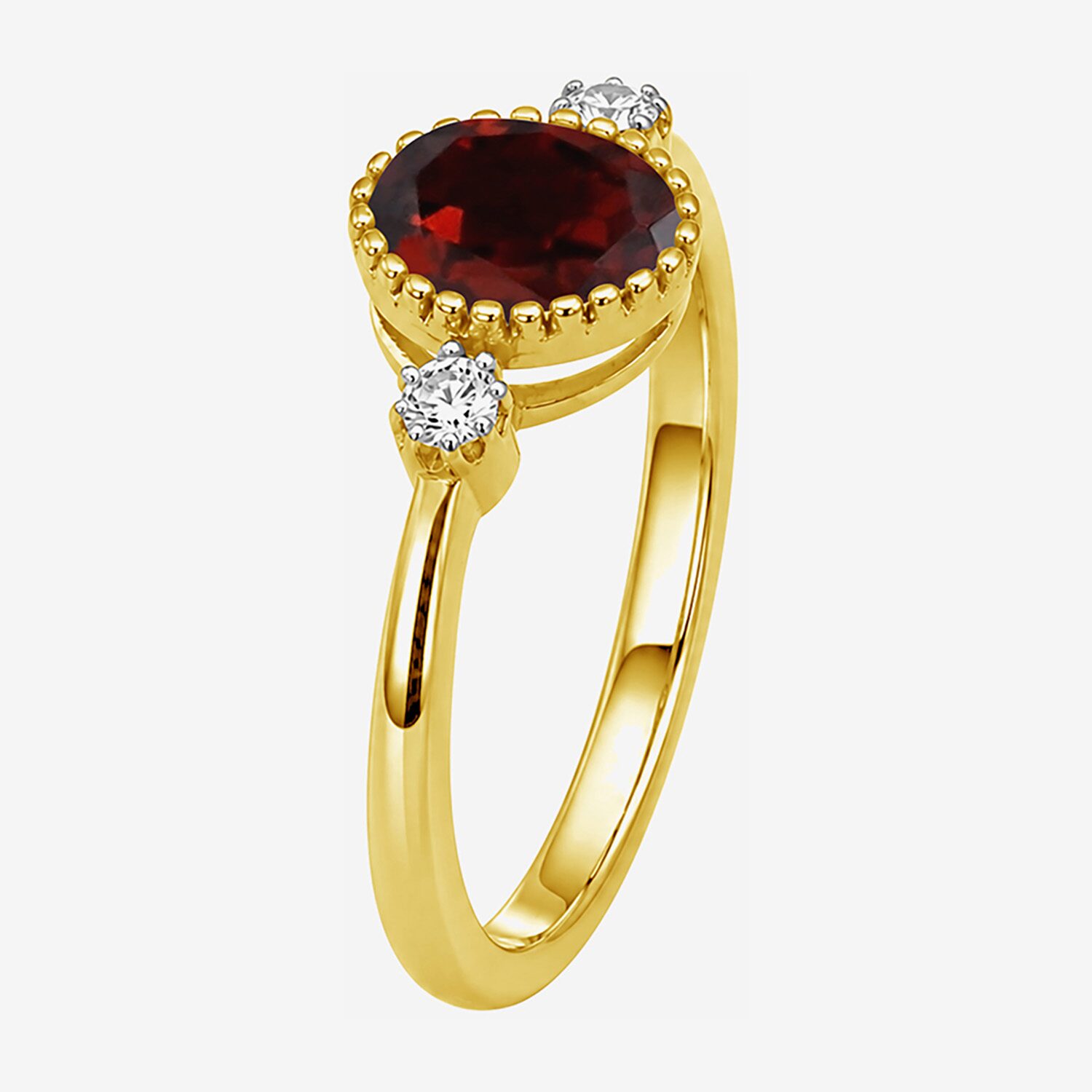 Limited Quantities! Womens Genuine Red Garnet 14K Gold Over Silver Oval 3-Stone Cocktail Ring
