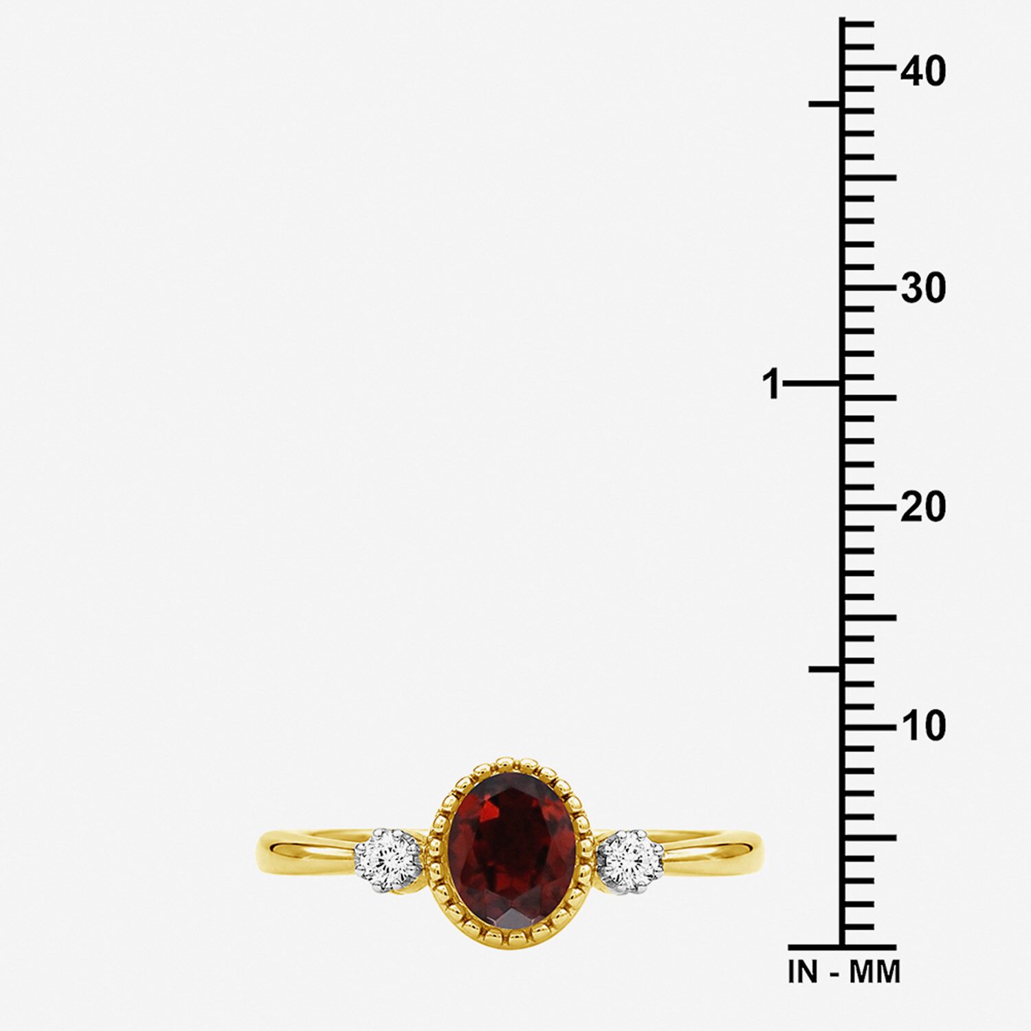 Limited Quantities! Womens Genuine Red Garnet 14K Gold Over Silver Oval 3-Stone Cocktail Ring