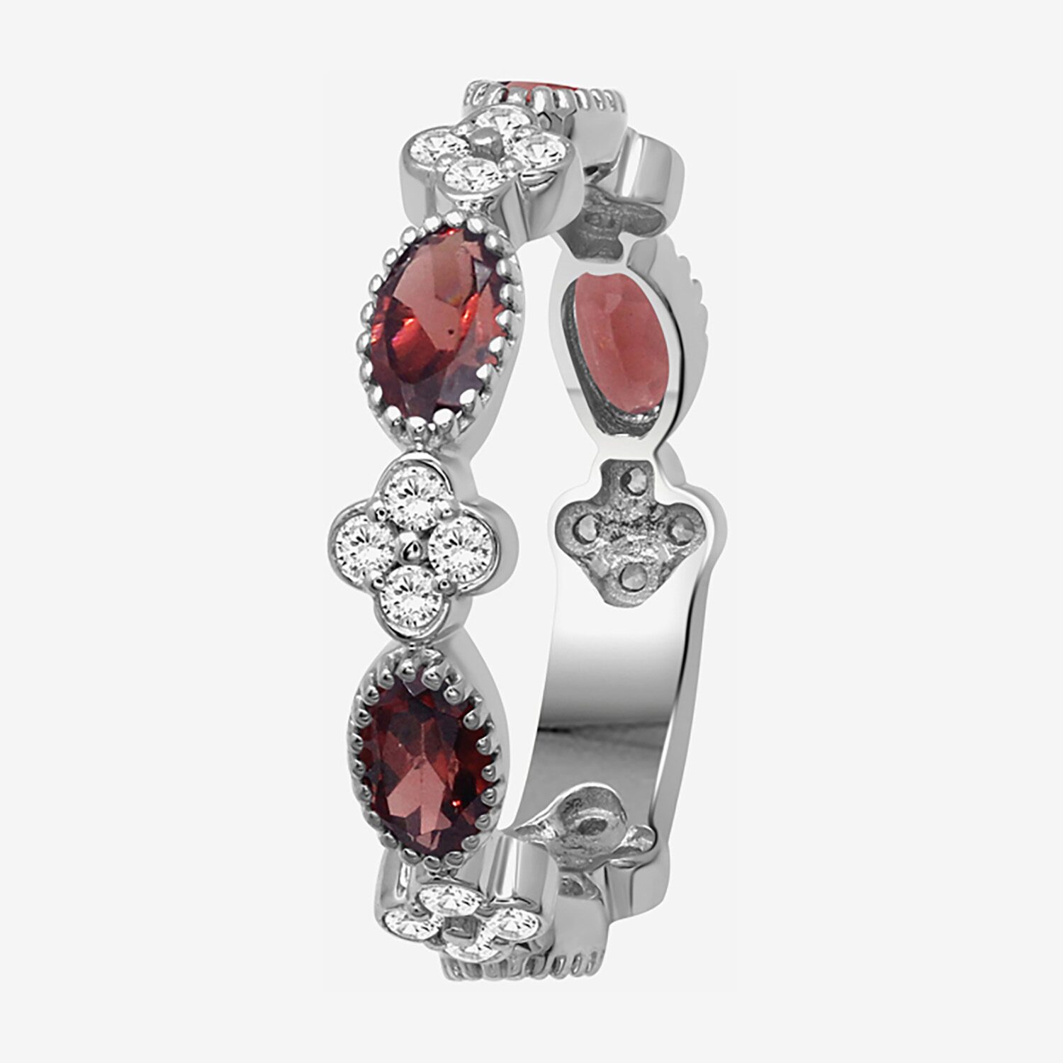 Limited Quantities! Womens 3.5MM Genuine Red Garnet Sterling Silver Band