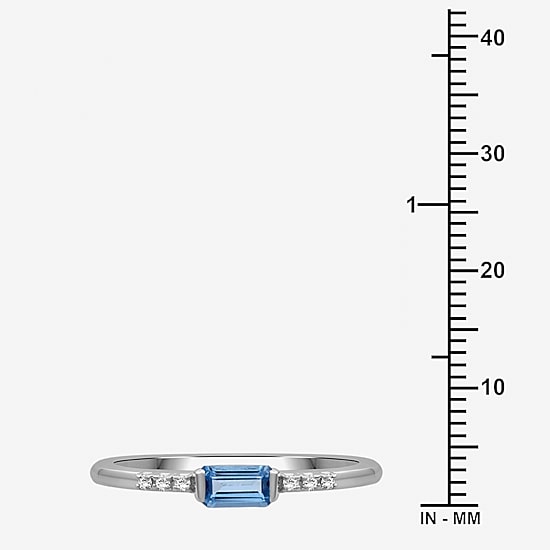 Limited Quantities! Womens Diamond Accent Genuine Blue Topaz Sterling Silver Cocktail Ring