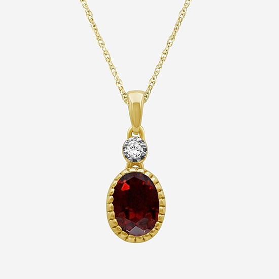Limited Quantities! Womens Genuine Red Garnet 14K Gold Over Silver Oval 18 Inch Pendant Necklace