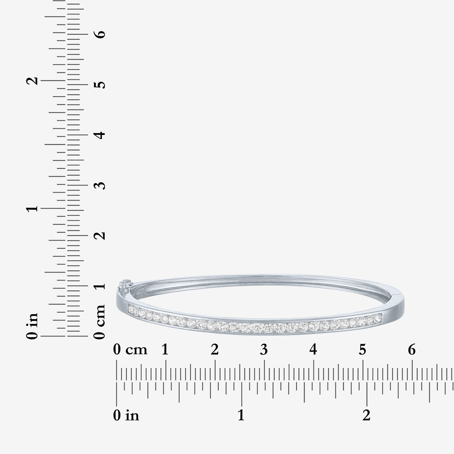 Yes, Please! Womens Lab Created White Sapphire Casted Pure Silver Over Brass Bangle Bracelet