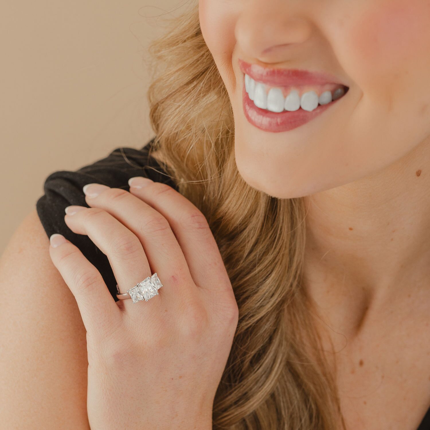 Love Lives Forever (F / Vs2) Womens 4 CT. T.W. Lab Grown White Diamond 10K Gold Rectangular 3-Stone Engagement Ring