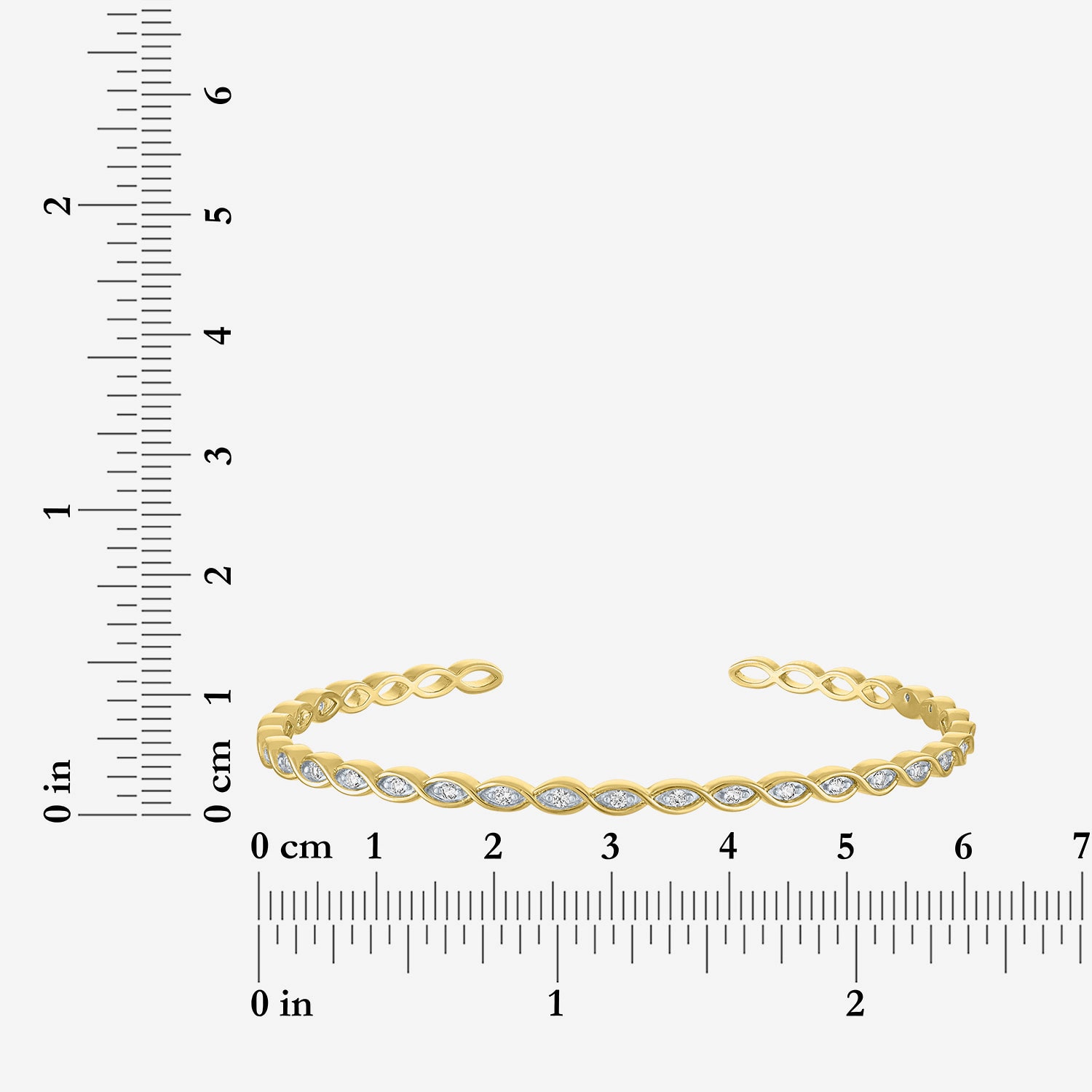 Yes, Please! Womens White Sapphire 14K Gold Over Brass Cuff Bracelet