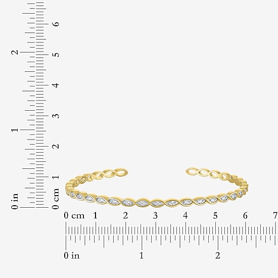 Yes, Please! Womens White Sapphire 14K Gold Over Brass Cuff Bracelet