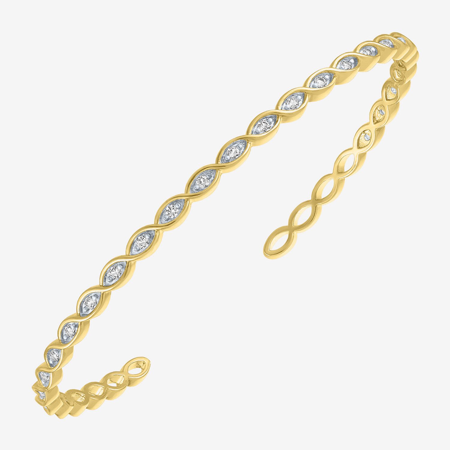 Yes, Please! Womens White Sapphire 14K Gold Over Brass Cuff Bracelet