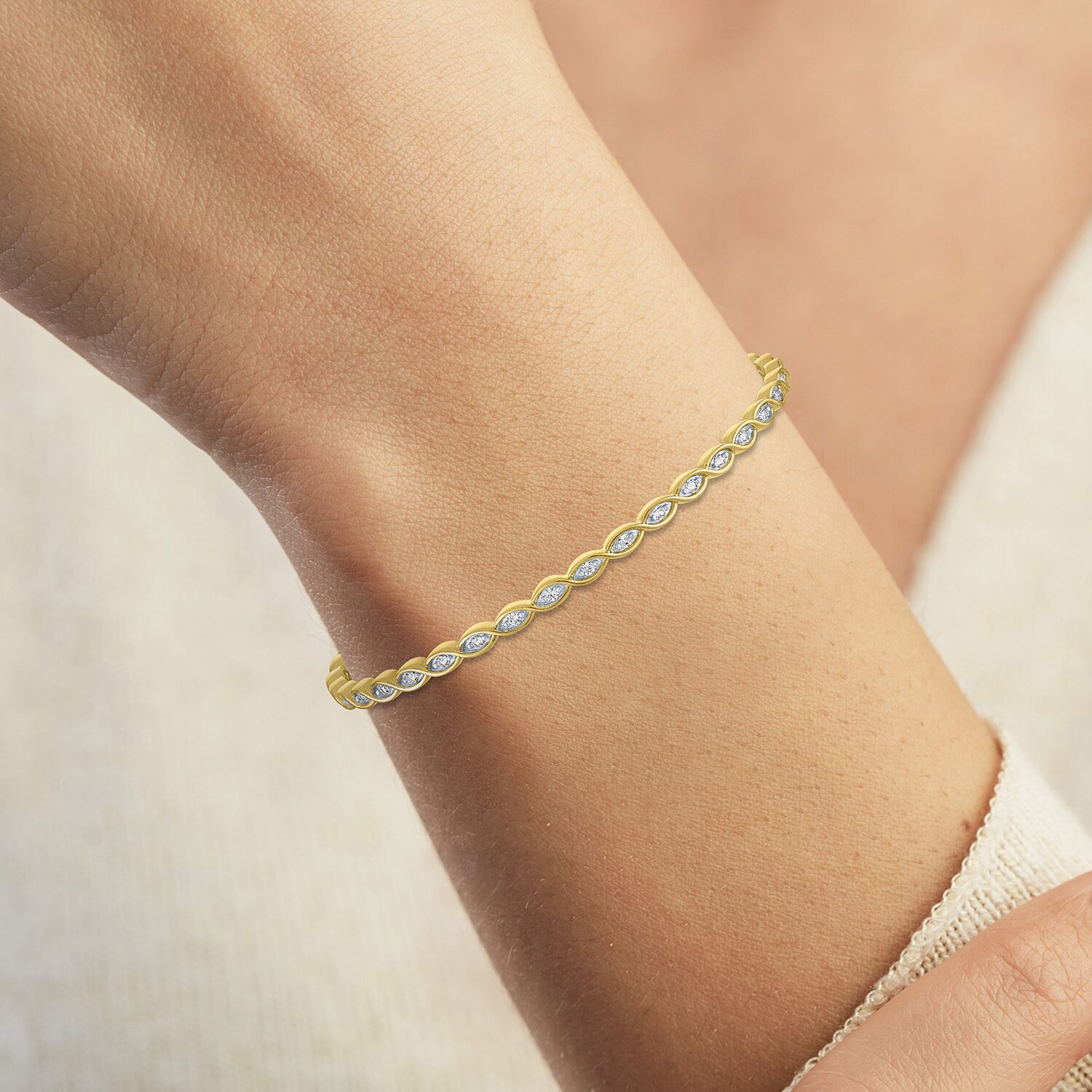 Yes, Please! Womens White Sapphire 14K Gold Over Brass Cuff Bracelet
