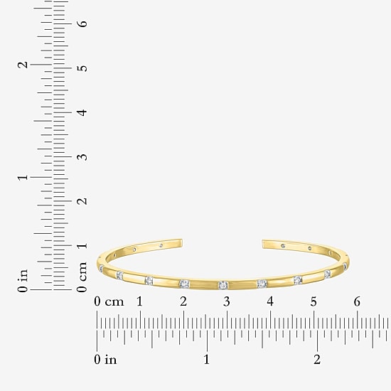 Yes, Please! Womens White Sapphire 14K Gold Over Brass Cuff Bracelet