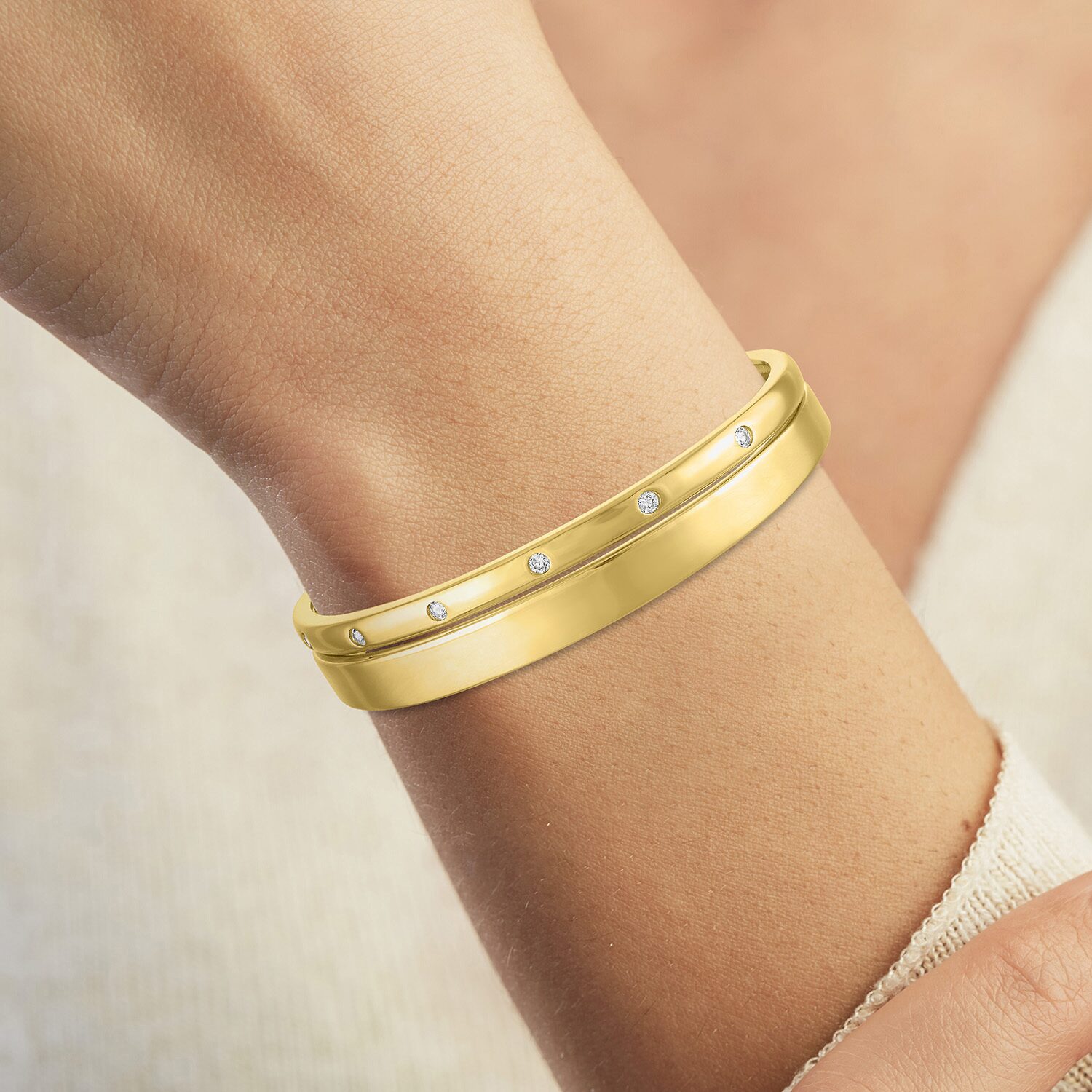 Yes, Please! Womens 2-pc. White Sapphire 14K Gold Over Brass Bracelet Set