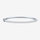 Yes, Please! Womens Lab Created White Sapphire Casted Pure Silver Over Brass Bangle Bracelet