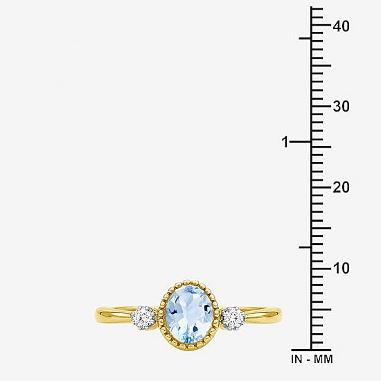 Limited Quantities! Womens Genuine Blue Topaz 14K Gold Over Silver Oval 3-Stone Cocktail Ring
