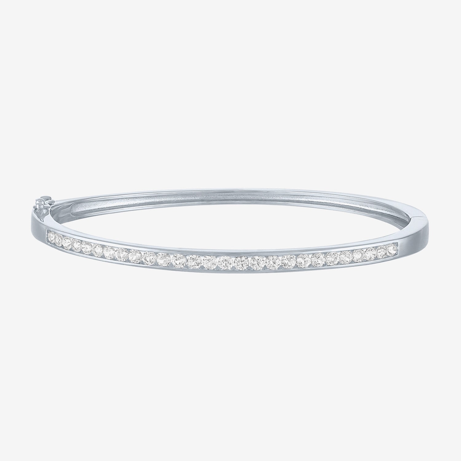 Yes, Please! Womens Lab Created White Sapphire Casted Pure Silver Over Brass Bangle Bracelet