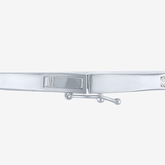 Yes, Please! Womens Lab Created White Sapphire Casted Pure Silver Over Brass Bangle Bracelet