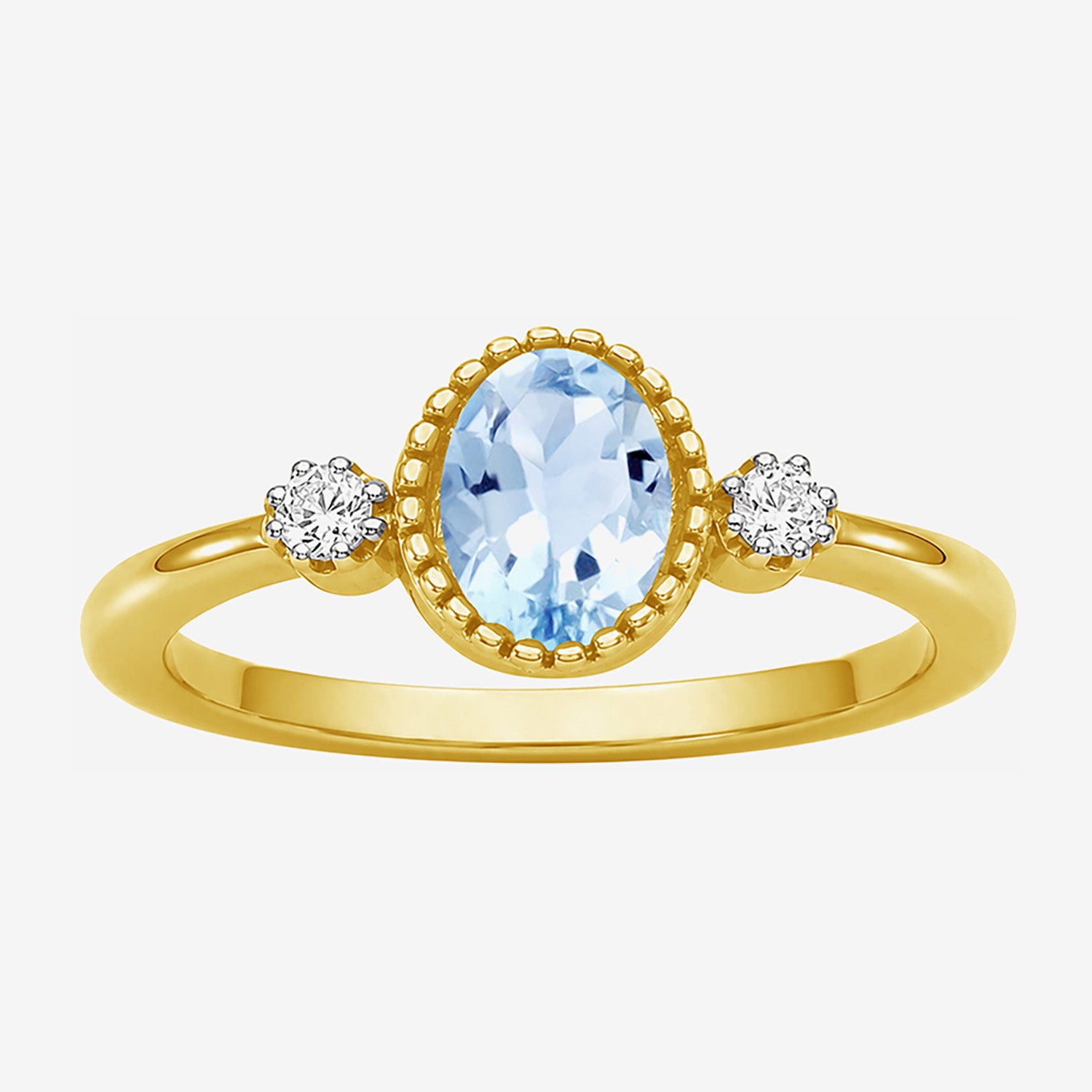 Limited Quantities! Womens Genuine Topaz 14K Gold Over Silver Oval 3-Stone Cocktail Ring