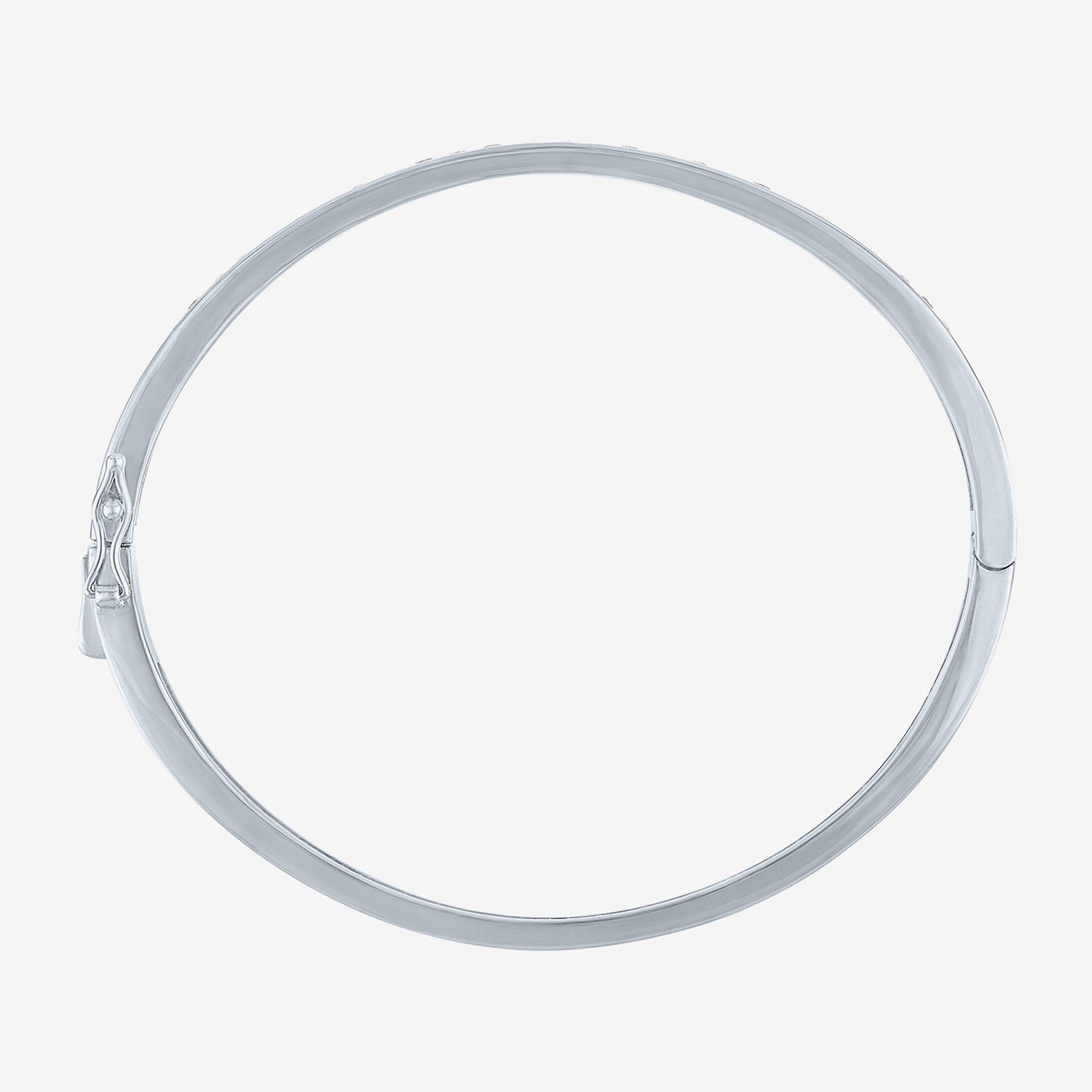 Yes, Please! Womens Lab Created White Sapphire Casted Pure Silver Over Brass Bangle Bracelet