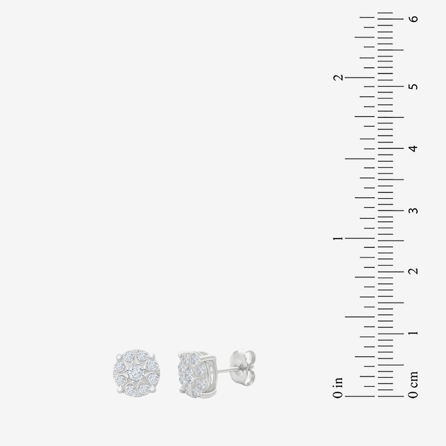 (H-I / I1) 1/2 CT. T.W. Lab Grown White Diamond Sterling Silver 7.4mm Round Stud Earrings