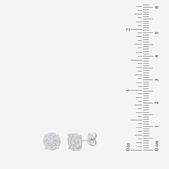 (H-I / I1) 1/2 CT. T.W. Lab Grown White Diamond Sterling Silver 7.4mm Round Stud Earrings