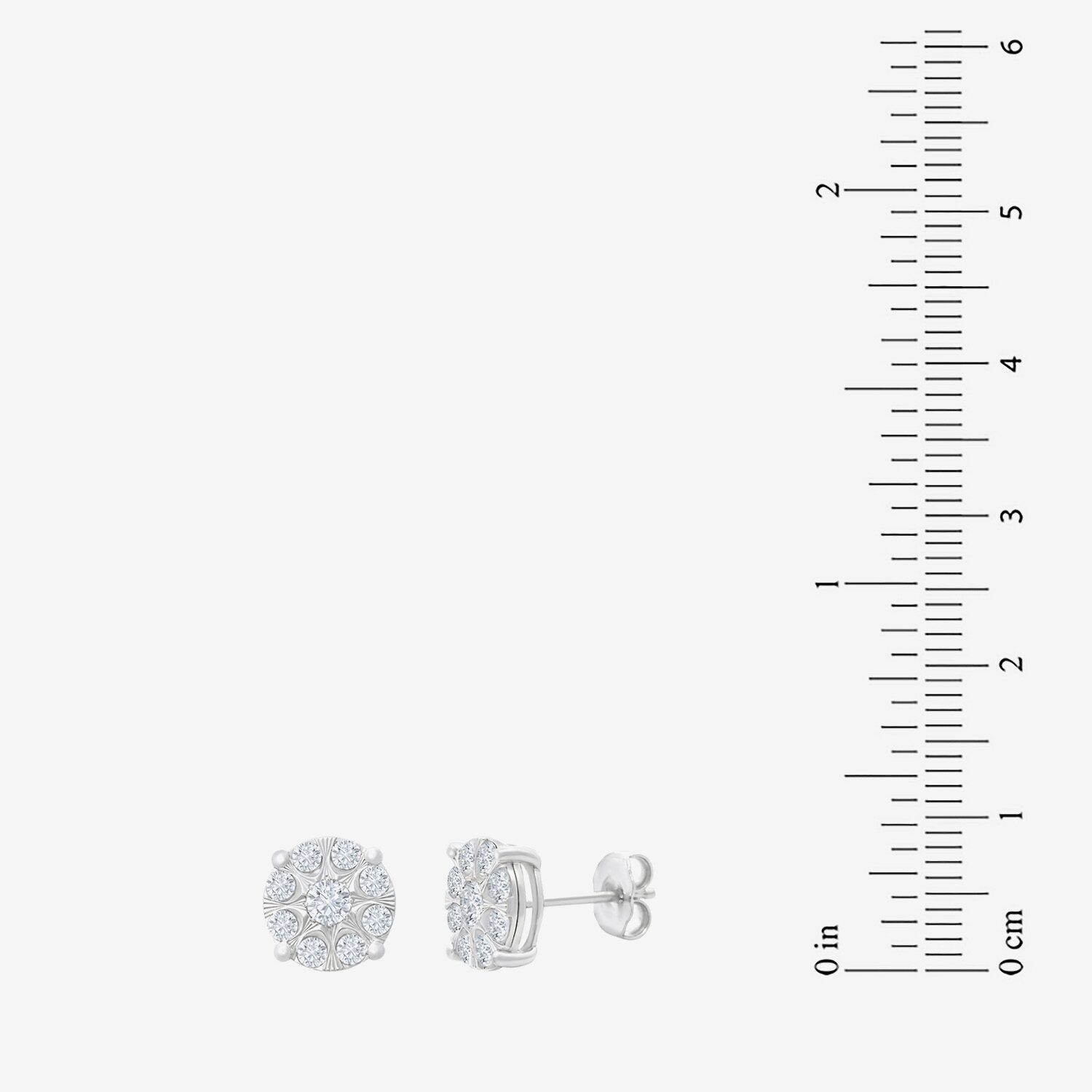 (H-I / I1) 1 CT. T.W. Lab Grown White Diamond Sterling Silver 8.9mm Round Stud Earrings