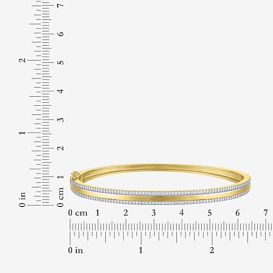 Yes, Please! Womens Lab Created White Sapphire Casted 14K Gold Over Brass Bangle Bracelet