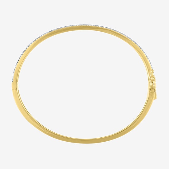 Yes, Please! Womens Lab Created White Sapphire Casted 14K Gold Over Brass Bangle Bracelet