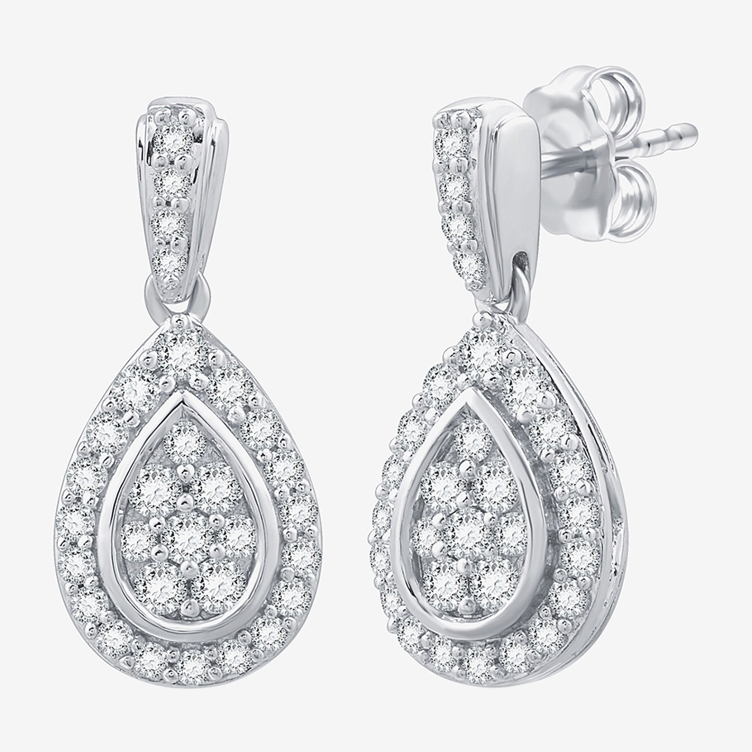 (F / Si1-Si2) Womens 2 CT. T.W. Lab Grown White Diamond Sterling Silver Pear 3-pc. Jewelry Set