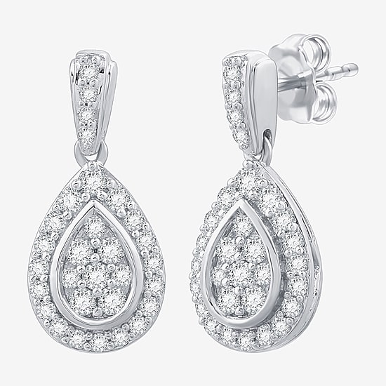 (F / Si1-Si2) Womens 2 CT. T.W. Lab Grown White Diamond Sterling Silver Pear 3-pc. Jewelry Set