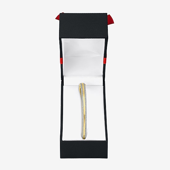 Yes, Please! Womens Lab Created White Sapphire Casted 14K Gold Over Brass Bangle Bracelet
