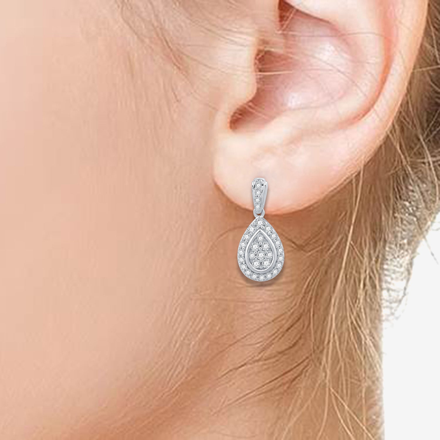 (F / Si1-Si2) Womens 2 CT. T.W. Lab Grown White Diamond Sterling Silver Pear 3-pc. Jewelry Set