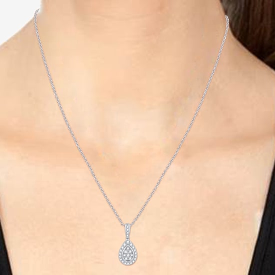 (F / Si1-Si2) Womens 2 CT. T.W. Lab Grown White Diamond Sterling Silver Pear 3-pc. Jewelry Set