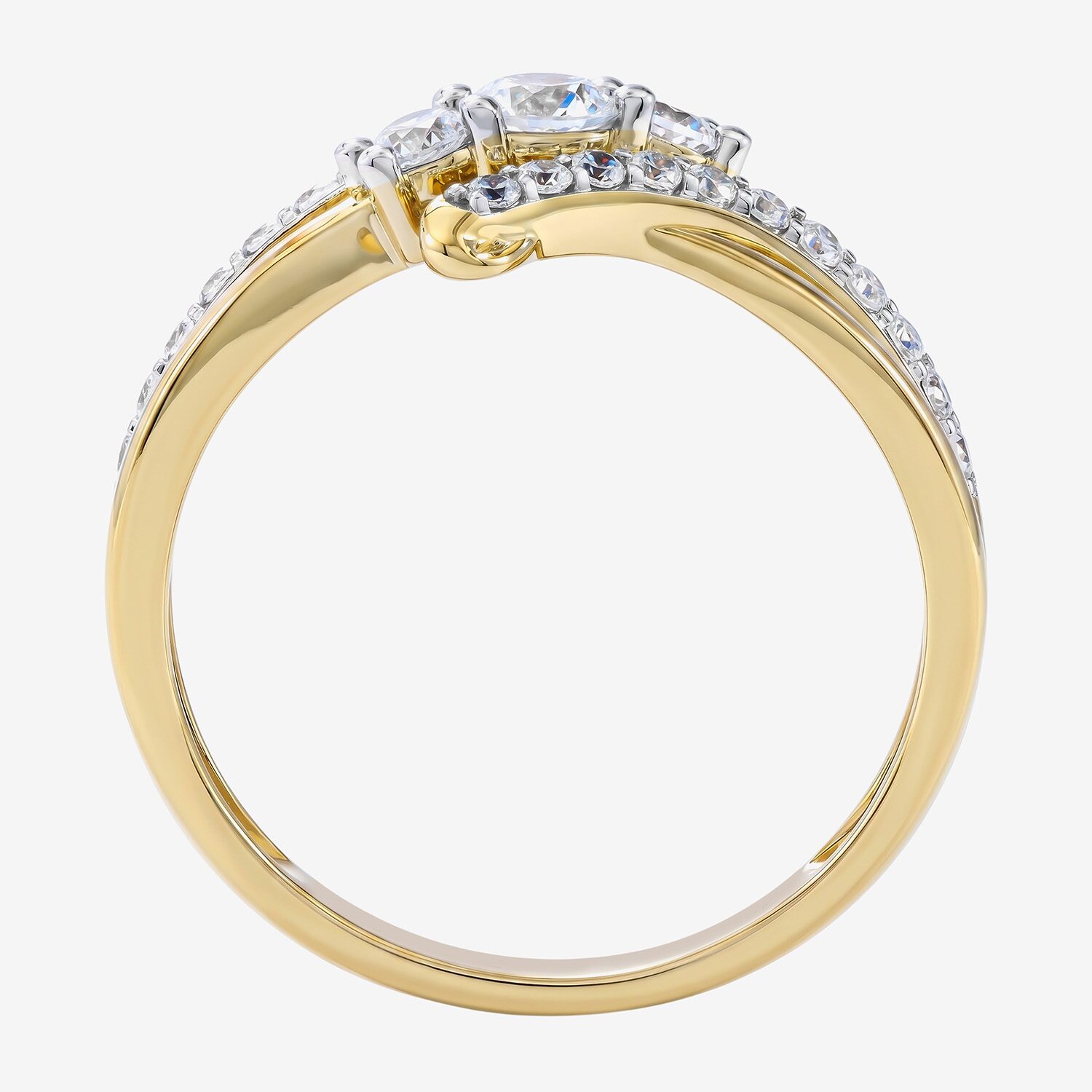 (F / Si2) Womens 1/2 CT. T.W. Lab Grown White Diamond 14K Gold Over Silver Cocktail Ring