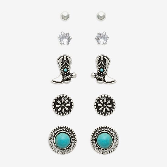 Mixit Womens Cubic Zirconia 5 Pair Jewelry Set