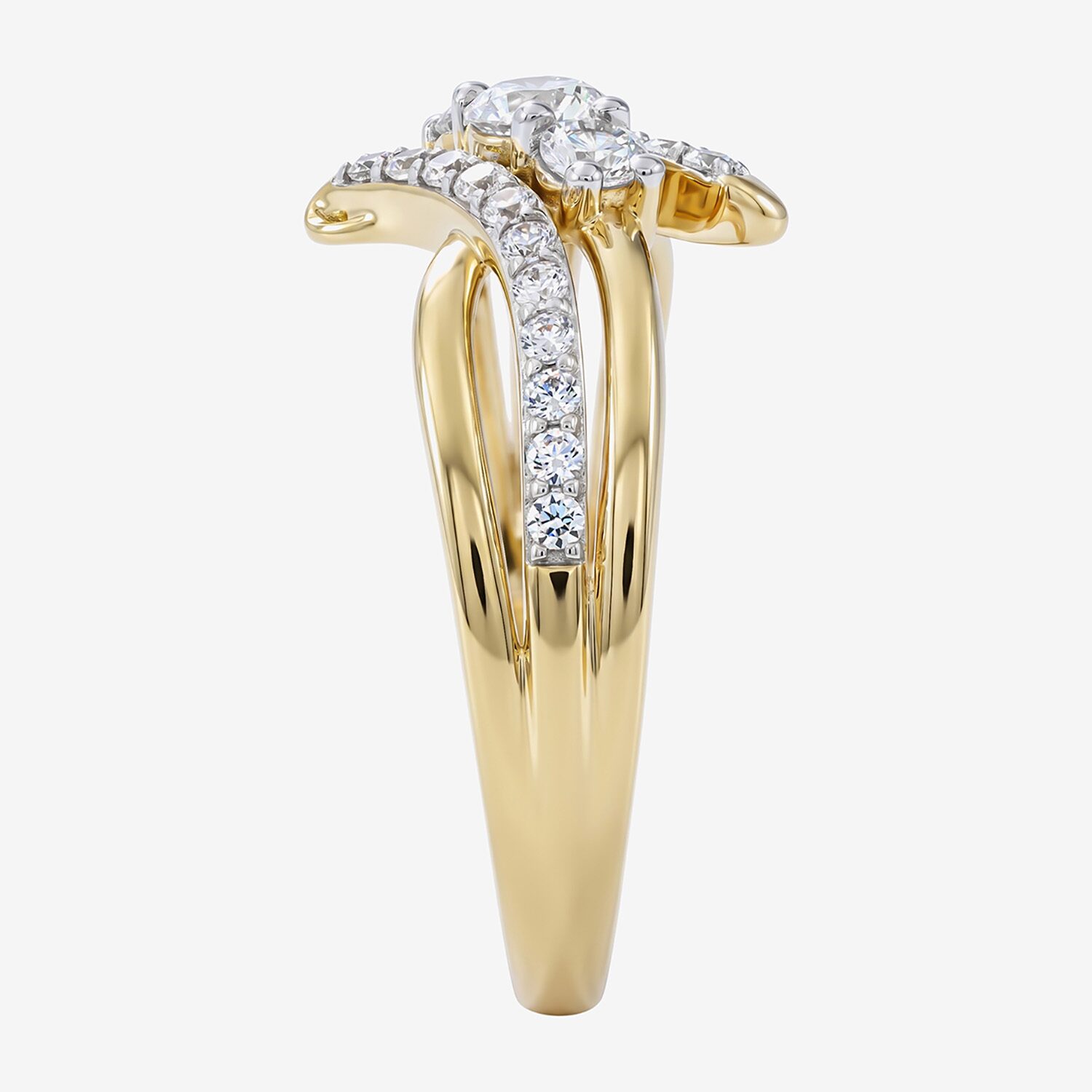 (F / Si2) Womens 1/2 CT. T.W. Lab Grown White Diamond 14K Gold Over Silver Cocktail Ring
