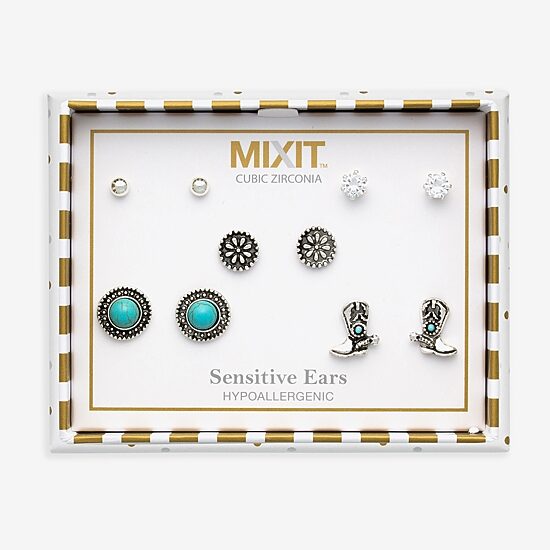Mixit Womens Cubic Zirconia 5 Pair Jewelry Set