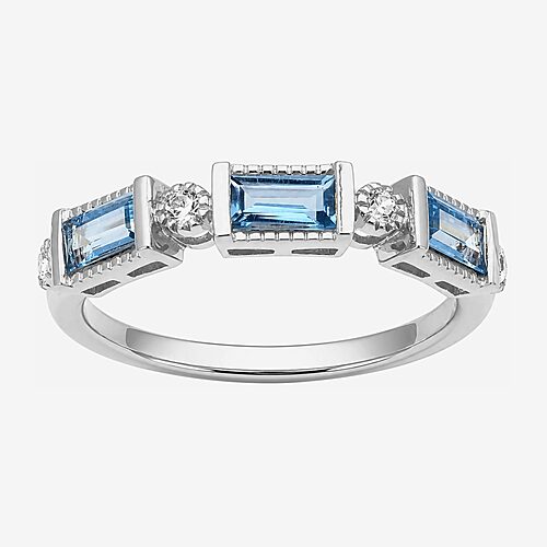 Limited Quantities! Womens 1/10 CT. T.W. Genuine Blue Topaz Sterling Silver Band, 9, Blue