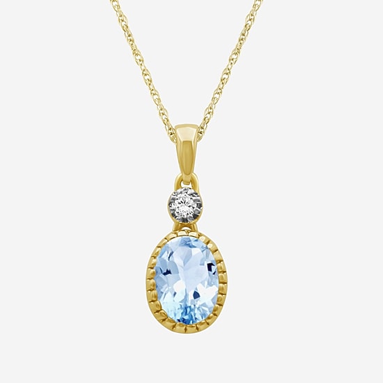 Limited Quantities! Womens Genuine Blue Topaz 14K Gold Over Silver Oval 18 Inch Pendant Necklace
