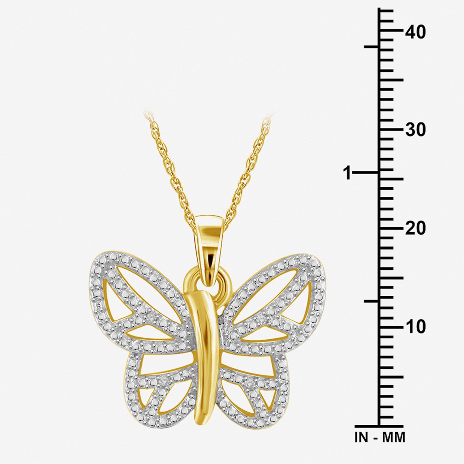 Limited Quantities! Womens Diamond Accent Natural White Diamond Accent 14K Gold Over Silver Butterfly 18 Inch Pendant Necklace