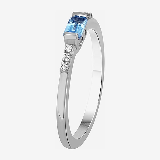 Limited Quantities! Womens Diamond Accent Genuine Blue Topaz Sterling Silver Cocktail Ring