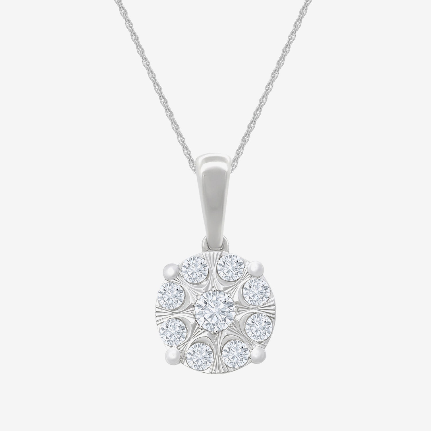 (H-I / I1) Womens 1/2 CT. T.W. Lab Grown White Diamond Sterling Silver Round 18 Inch Pendant Necklace