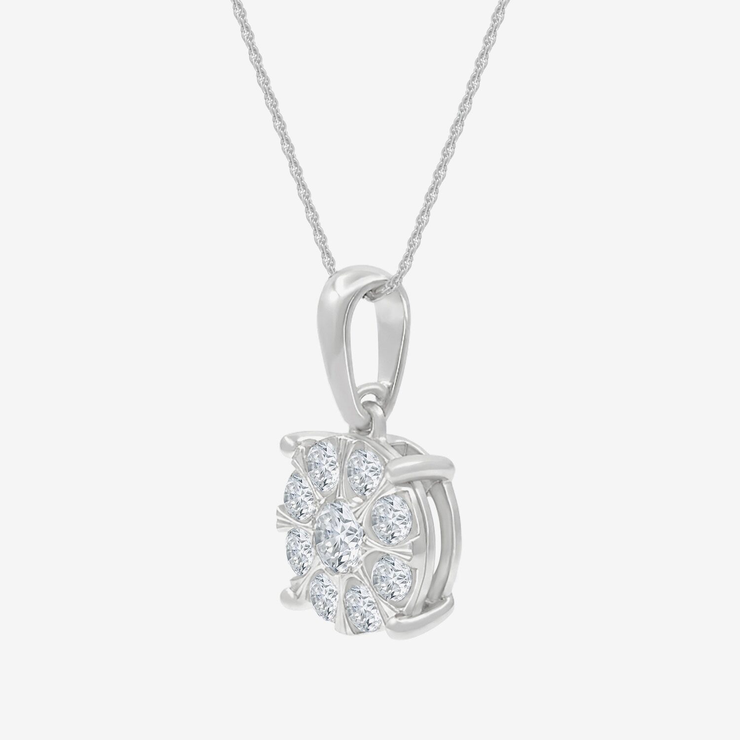 (H-I / I1) Womens 1/2 CT. T.W. Lab Grown White Diamond Sterling Silver Round 18 Inch Pendant Necklace