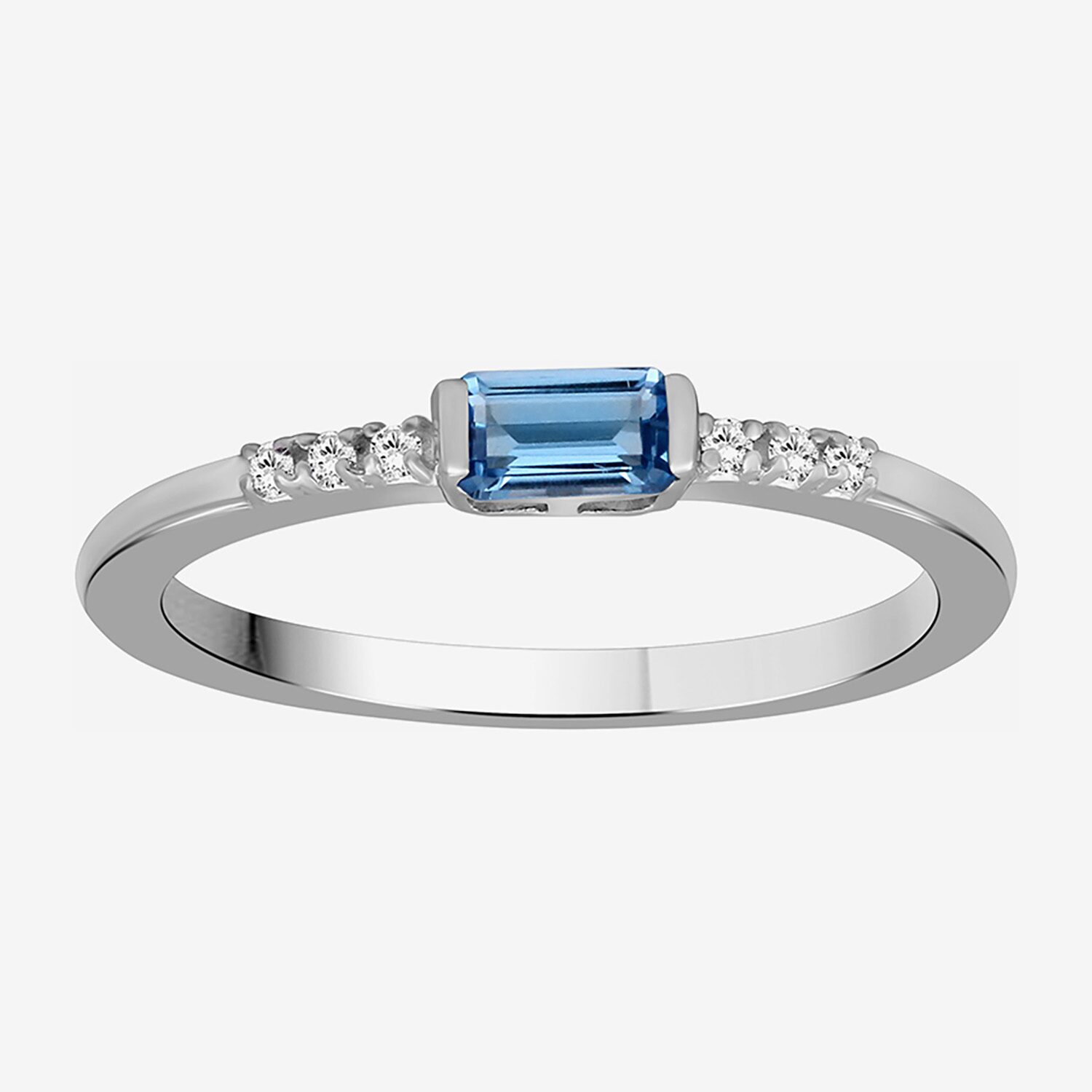 Limited Quantities! Womens Diamond Accent Genuine Blue Topaz Sterling Silver Cocktail Ring