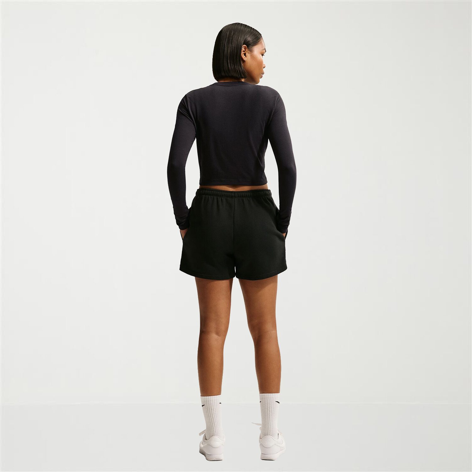 Nike Womens Crew Neck Long Sleeve Active Crop Top