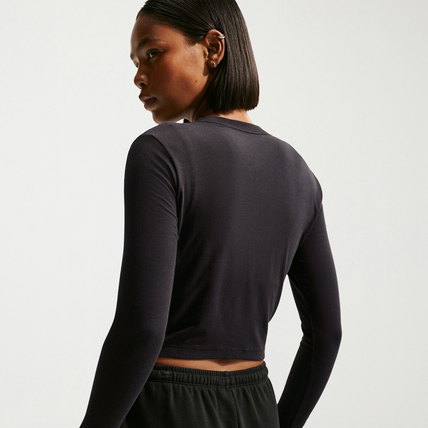 Nike Womens Crew Neck Long Sleeve Active Crop Top