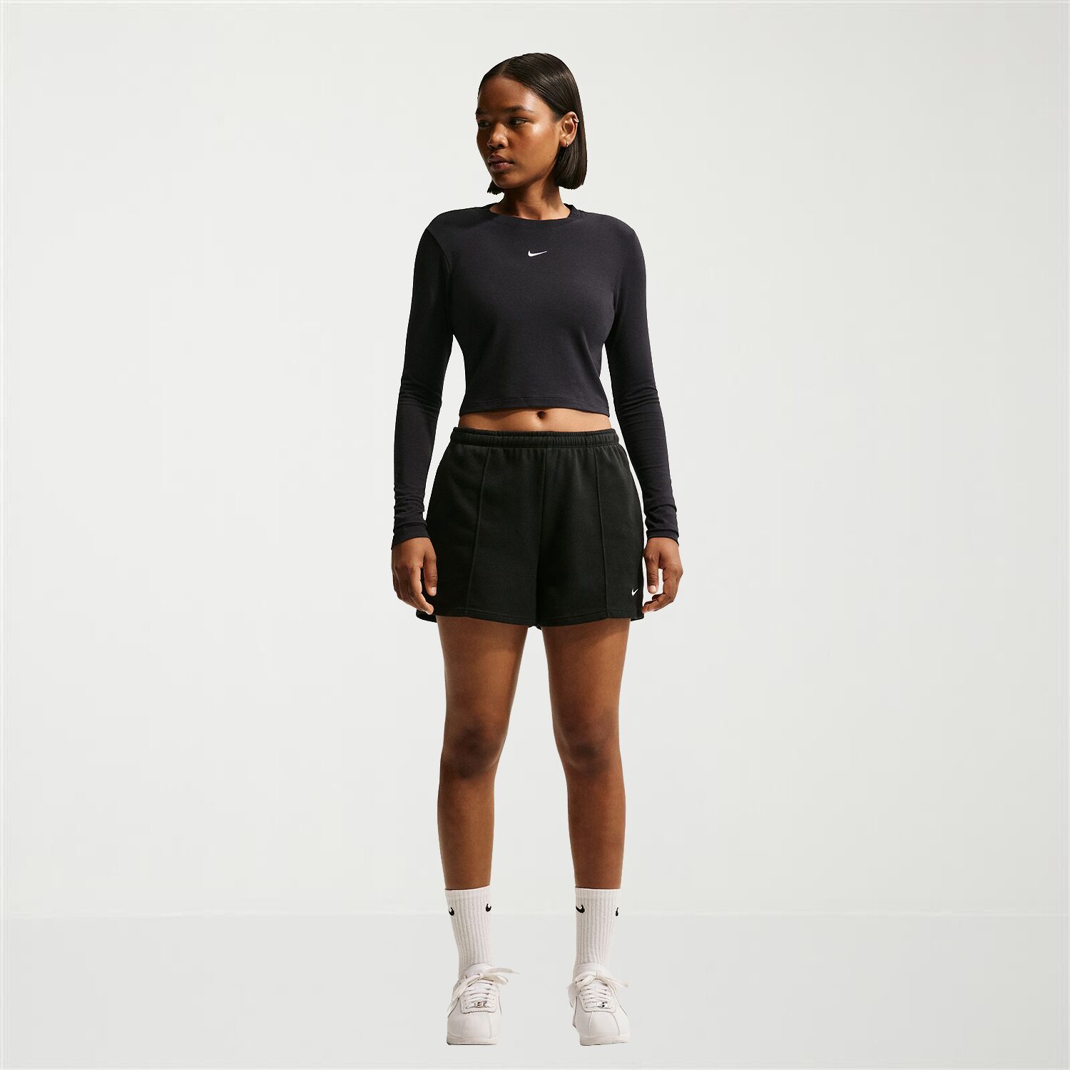 Nike Womens Crew Neck Long Sleeve Active Crop Top