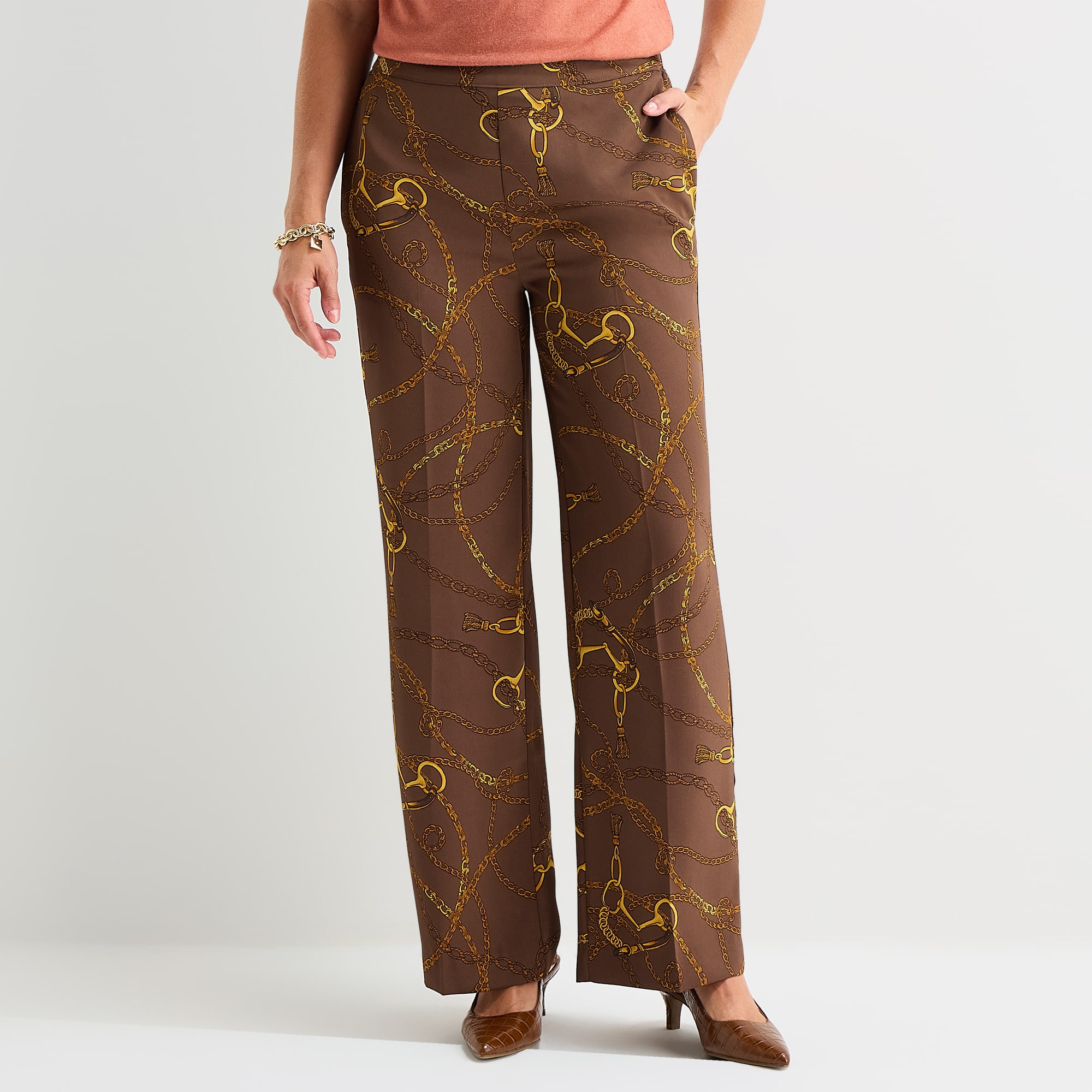 Liz Claiborne Womens Tall Wide Leg Mid Rise Pull-On Pant